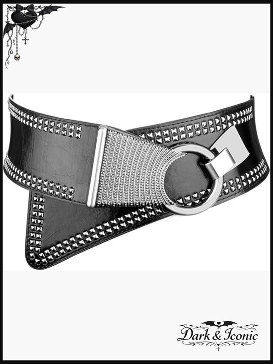Wide Elastic Studded Punk Belt Chunky Waistband Retro 80s Stretch main image 6